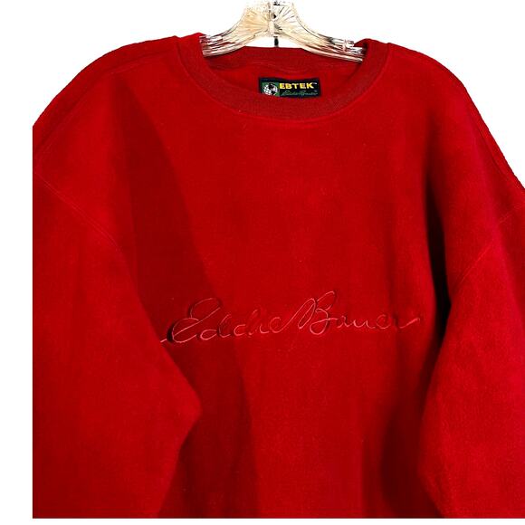 Vintage EBTEK Eddie Bauer Polartec Men's Red Fleece Crewneck Sweatshirt - Picture 3 of 10